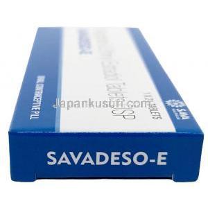 サバデソ E,デソゲストレル 0.15mg/  エチニルエストラジオール 0.03mg, 21 錠,　製造元：Sava Healthcare, 箱側面-1